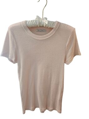 MICHAEL STARS Light Pink Shimmery Crewneck Short Sleeve Tee